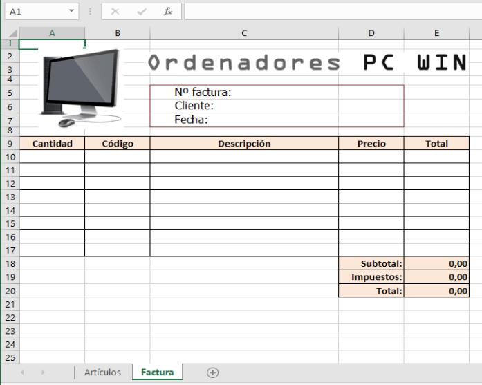 Modelo de factura tenda informática