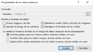 Propiedades dos datos externos