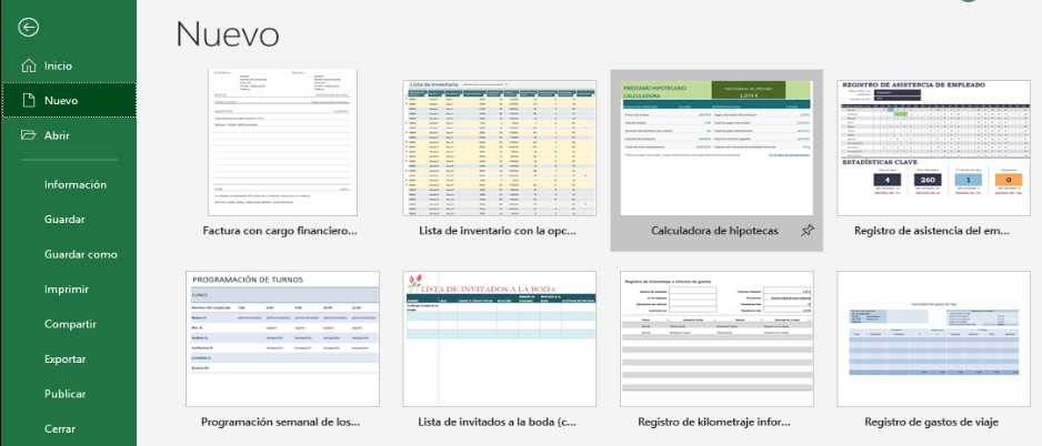 Escollendo unha plantilla calculadora de hipotecas