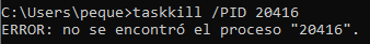 Dará erro porque o proceso xa non existe