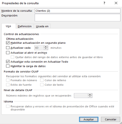 Propiedades da consulta
