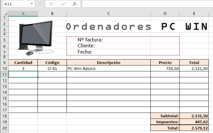 A factura funciona correctamente