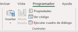 Grupo de opcións Controles da lapela programador para traballar con formularios