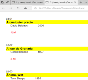 Documento XML cunha determinada distribución e aspecto