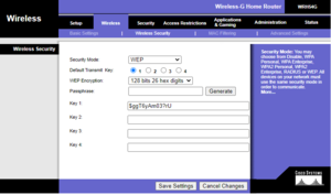 Configuración Wireless con Security Mode WEP